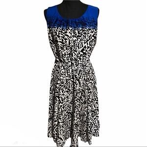 Alfani Retro Pin-Up Style Geo Print Blue Accent Career Dress Women's Size 6
